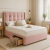 Atlanta Winged Floor Standing Upholstered Divan Bed - Divan Beds with Headboard - Midas Beds
